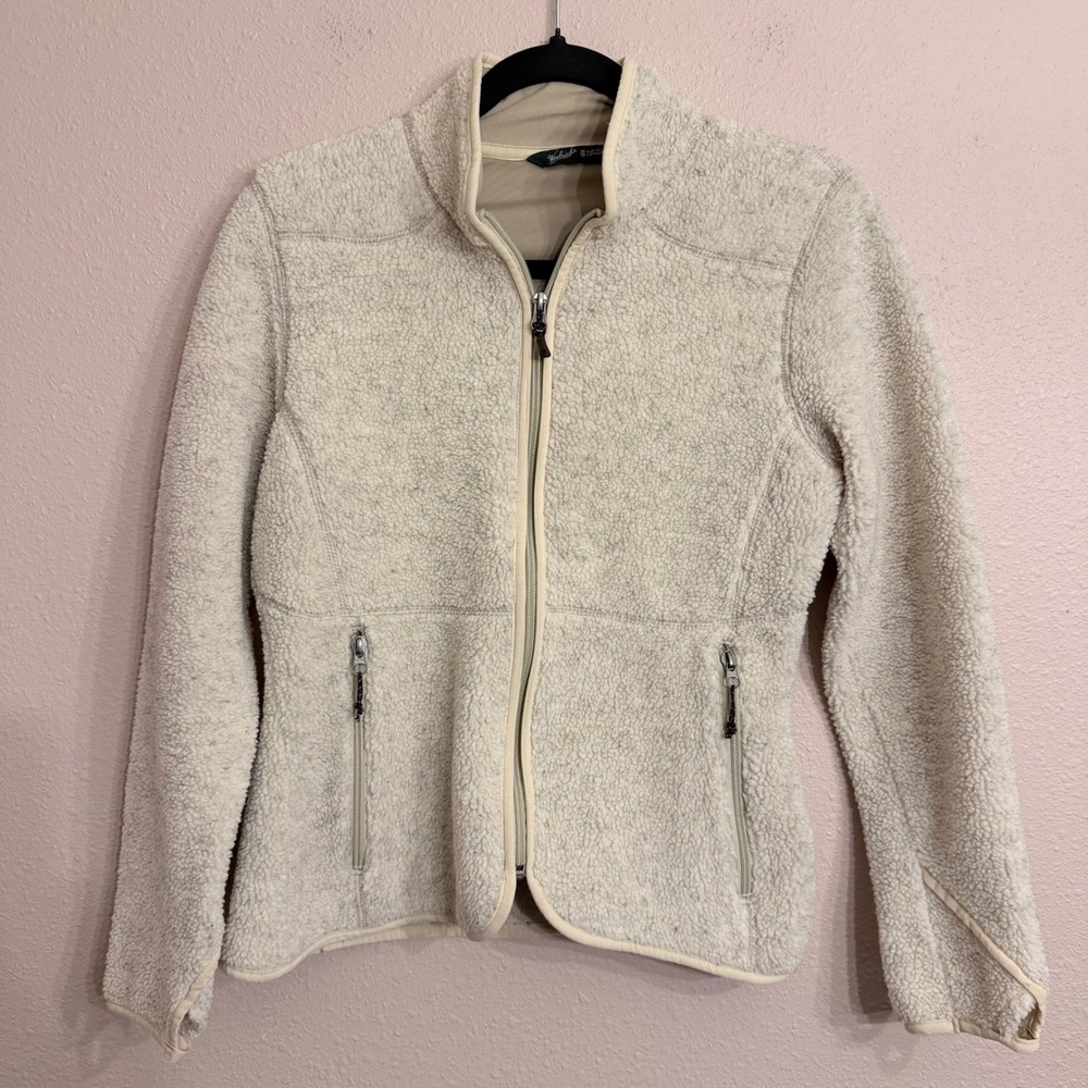 Woolrich Womens Sherpa Fleece Full Zip Jacket Bone Off White XS 15236